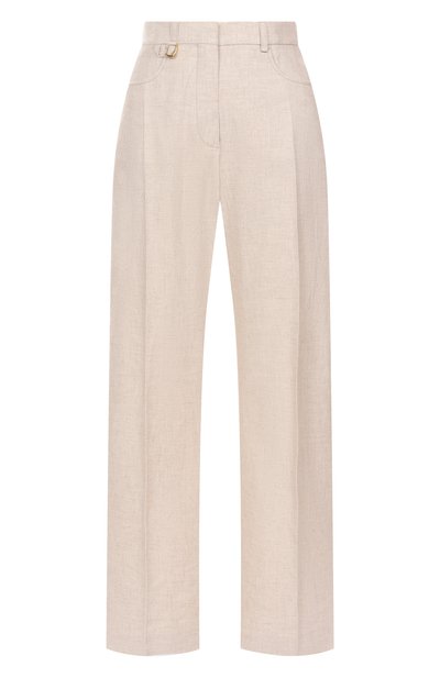 Брюки из вискозы и льна JACQUEMUS кремового цвета по цене 77850 руб., арт. 24H/243PA003-1358, фото 1 Брюки из вискозы и льна JACQUEMUS, арт. 24H/243PA003-1358, фото 1