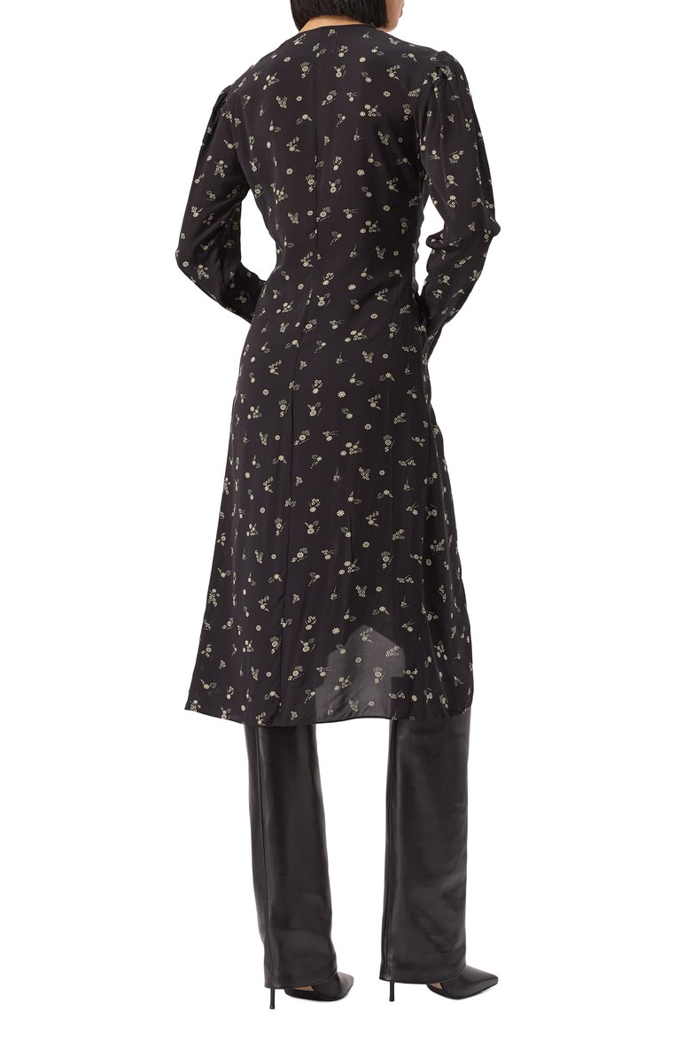 Женское платье из вискозы ISABEL MARANT ETOILE черного цвета, арт. 25PR00726FA/C1J02E | Фото 4 (Материал внешний: Вискоза; Драгоценные камни: Проставлено; Длина Ж (юбки, платья, шорты): Миди; Материал сплава: Проставлено; Рукава: Длинные; Женское Кросс-КТ: Платье-одежда; Случай: Повседневный)