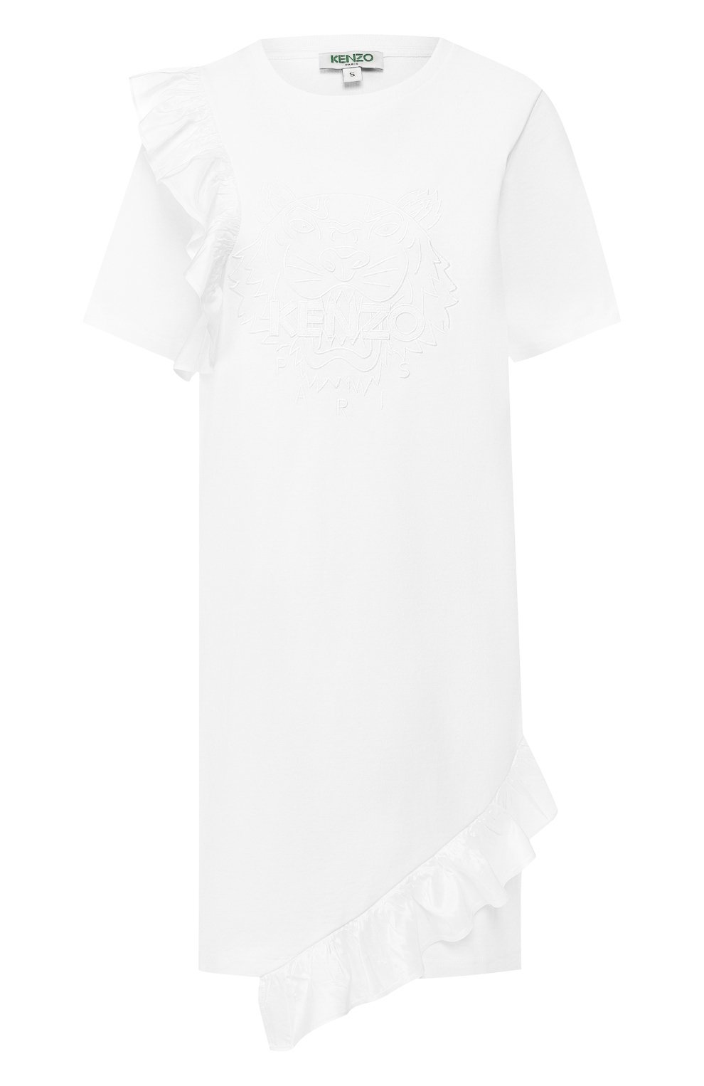 Хлопковое платье KENZO белого цвета по цене 23050 руб., арт. 2R07014YH, фото 1 Хлопковое платье KENZO, арт. 2R07014YH, фото 1