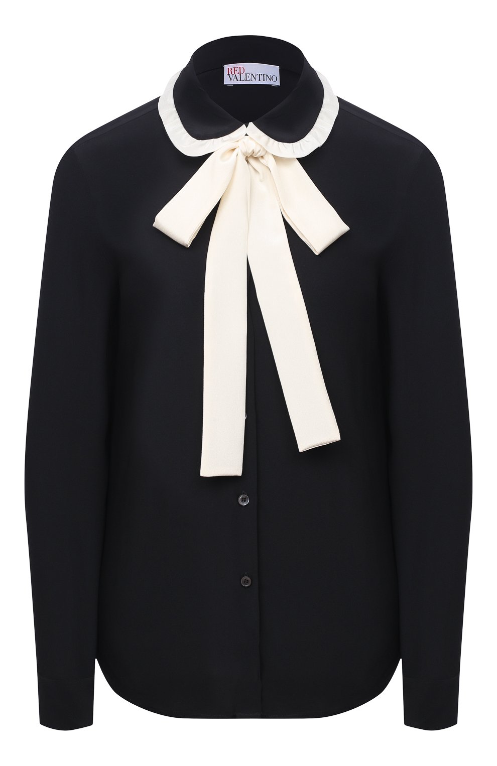 Шелковая блузка REDVALENTINO черно-белого цвета по цене 51850 руб., арт. UR3ABA80/48P, фото 1 Шелковая блузка REDVALENTINO, арт. UR3ABA80/48P, фото 1