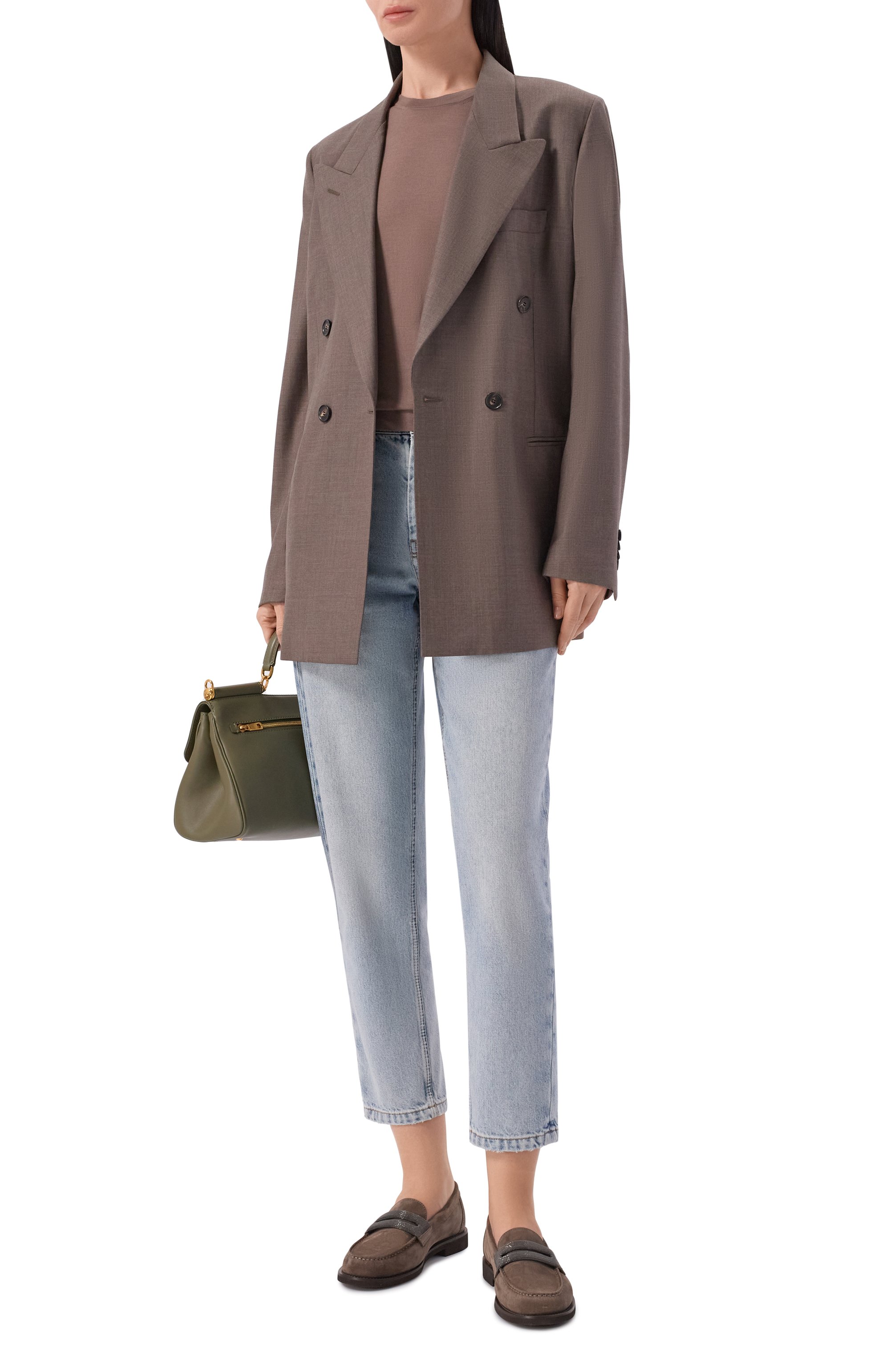 Джинсы baggy tapered BRUNELLO CUCINELLI голубого цвета по цене 133000 руб., арт. MA095P5319, фото 2 Джинсы baggy tapered BRUNELLO CUCINELLI, арт. MA095P5319, фото 2