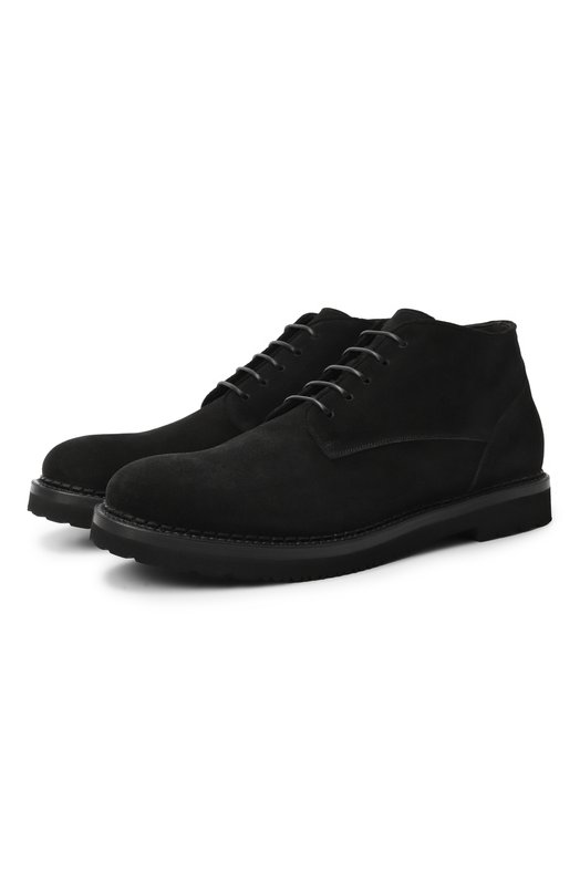 Замшевые ботинки W.Gibbs 2035016/KIPS NUBUK FUR Чёрный 2035016/KIPS NUBUK FUR