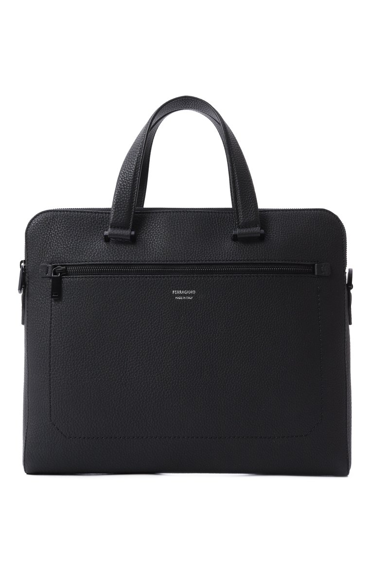Мужской портфель FERRAGAMO черног�о цвета, арт. 240133/740811 | Фото 1 (Материал сплава: Проставлено; Ремень/цепочка: На ремешке; Материал: Натуральная кожа; Размер: large; Драгоценные камни: Проставлено; Сумки-технические: Портфели)