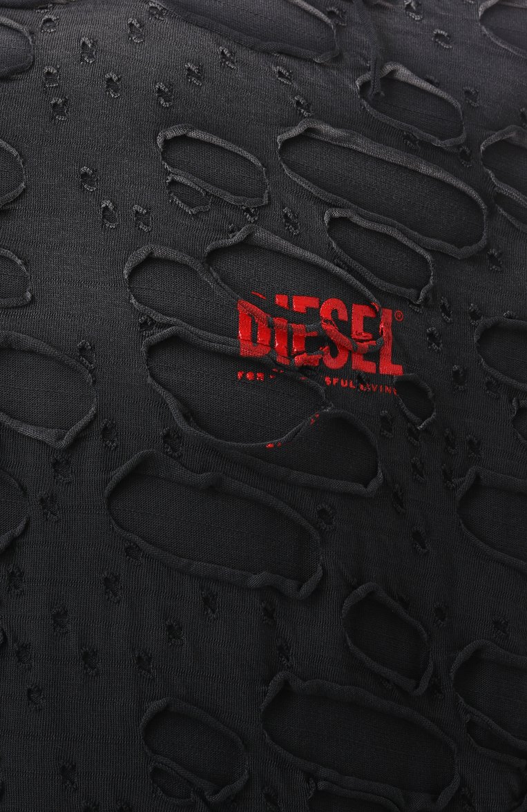 Мужской хлопковое худи DIESEL черного цвета, арт. A16173/0SLBS | Фото 6 (Рукава: Длинные; Драгоценные камни: Проставлено; Длина (для топов): Стандартные; Материал сплава: Проставлено; Мужское Кросс-КТ: Худи-одежда; Стили: Гранж; Принт: Без принта; Материал внешний: Хлопок)