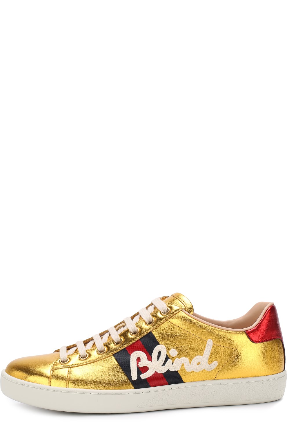 Кеды new ace из металлизированной кожи с аппликацией GUCCI, арт. 497278/DXAL0, фото 3