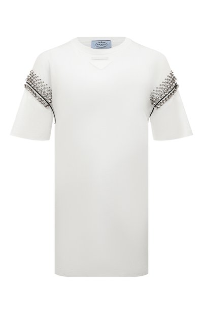 Женская хлопковая футболка PRADA, арт. 3557AR-1ZXZ-F0009-211