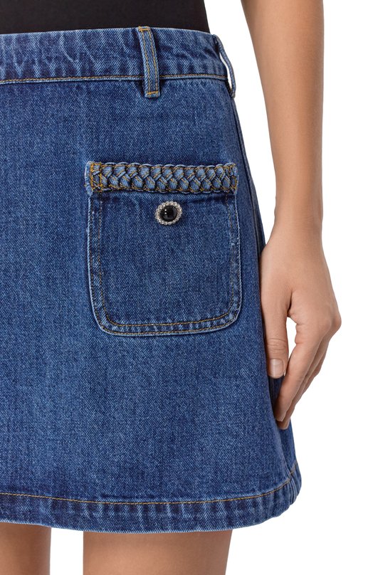 Джинсовая юбка self-portrait AW25-814SK-BL Синий  AW25-814SK-BL Фото 5