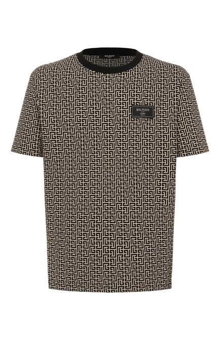 Мужская хлопков�ая футболка BALMAIN черно-белого цвета, арт. FH1EG000/BC90 | Фото 1 (Материал внешний: Хлопок; Рукава: Короткие; Длина (для топов): Стандартные; Автоматизация состава: Проставлено; Автоматизация ТО: Проставлено)