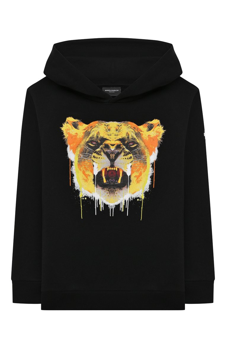 Детский хлопковое худи MARCELO BURLON KIDS OF MILAN черного цвета, арт. 21E/B/MB/2103/0020/2-6Y | Фото 1 (Материал внешний: Хлопок; Рукава: Длинные; Региональные ограничения белый список (Axapta Mercury): RU; Мальчики Кросс-КТ: Худи-одежда; Драгоценные камни: Проставлено; Материал сплава: Проставлено; Рос�товка одежда: 6 лет | 116 см)