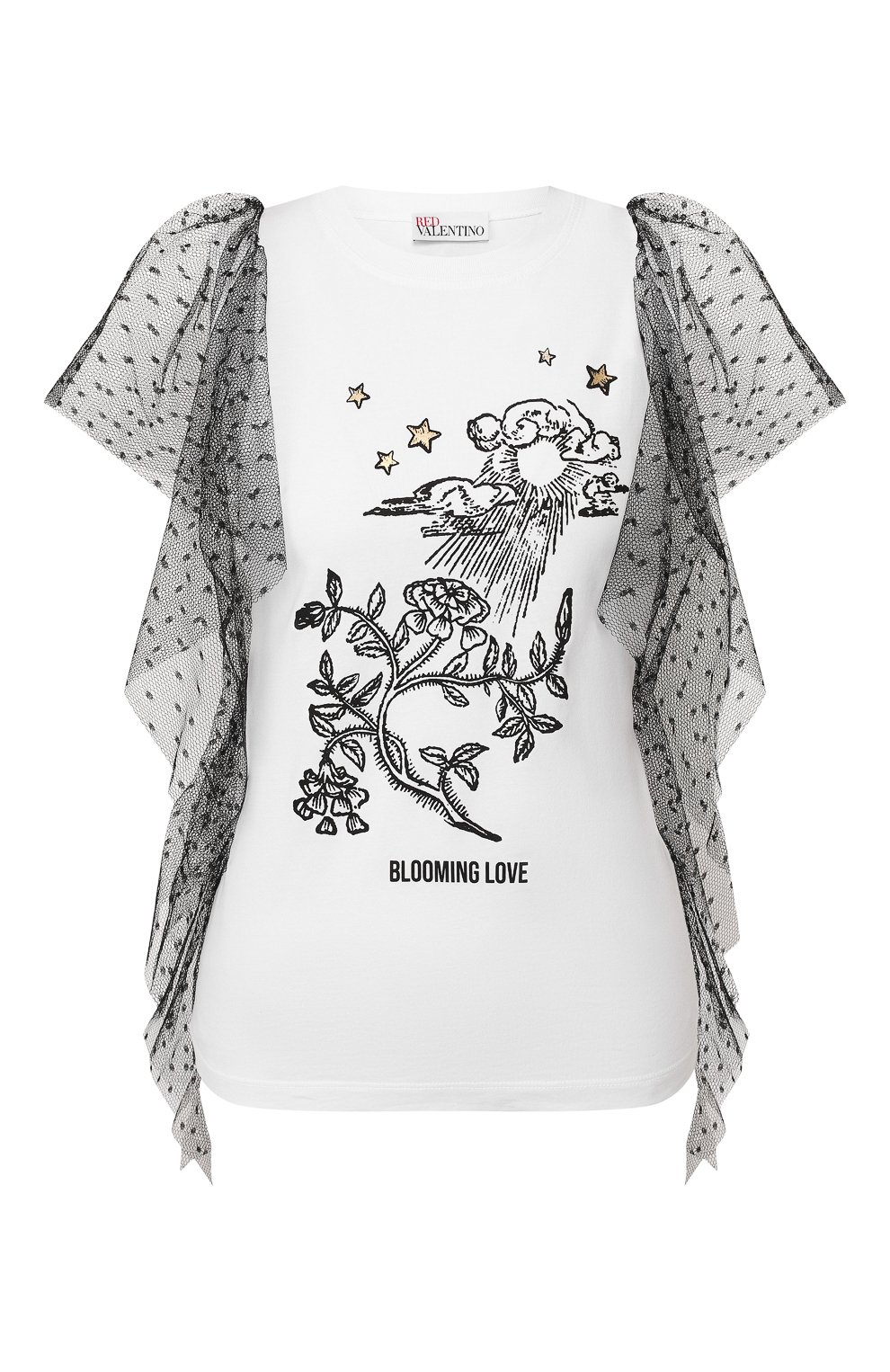 Хлопковая футболка REDVALENTINO белого цвета по цене 23850 руб., арт. TR3MG04N/4UW, фото 1 Хлопковая футболка REDVALENTINO, арт. TR3MG04N/4UW, фото 1