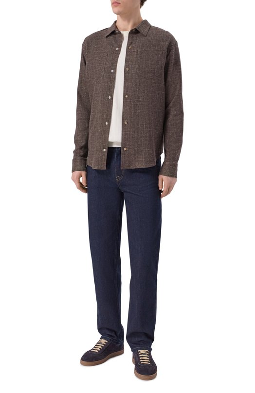 Рубашка из шерсти и кашемира Marco Pescarolo ZEUS/5326 Коричневый  ZEUS/5326 Фото 2