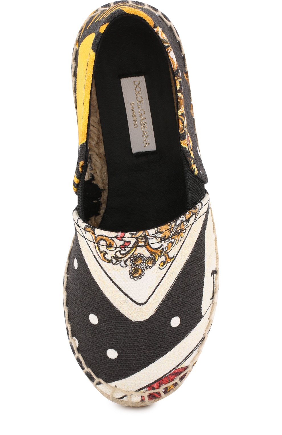 Текстильные эспадрильи с принтом DOLCE & GABBANA черно-белого цвета по цене 18200 руб., арт. D00106/A4352/29-36, фото 4 Текстильные эспадрильи с принтом DOLCE & GABBANA, арт. D00106/A4352/29-36, фото 4