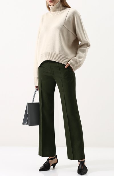 Однотонные расклешенные брюки из смеси вискозы и шелка CELINE, арт. 21T816928, фото 2