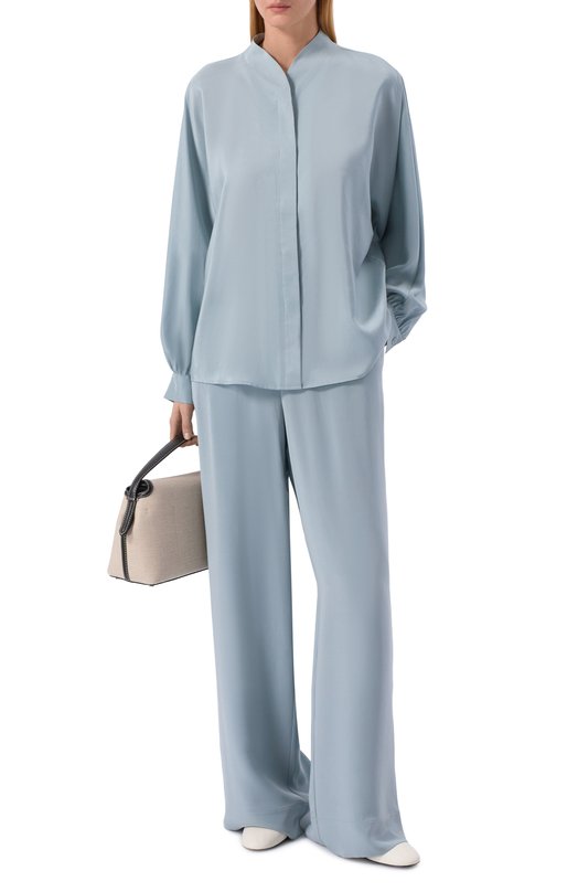 Шелковые брюки 12 STOREEZ 136851 Голубой  136851 Фото 2