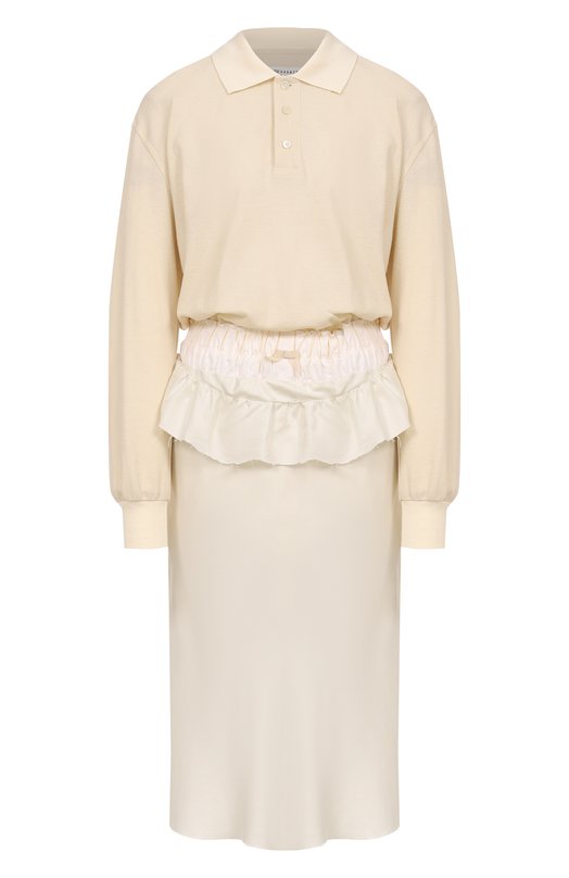 Платье из хлопка и льна Maison Margiela S51DD0037/MTJ030 Кремовый S51DD0037/MTJ030