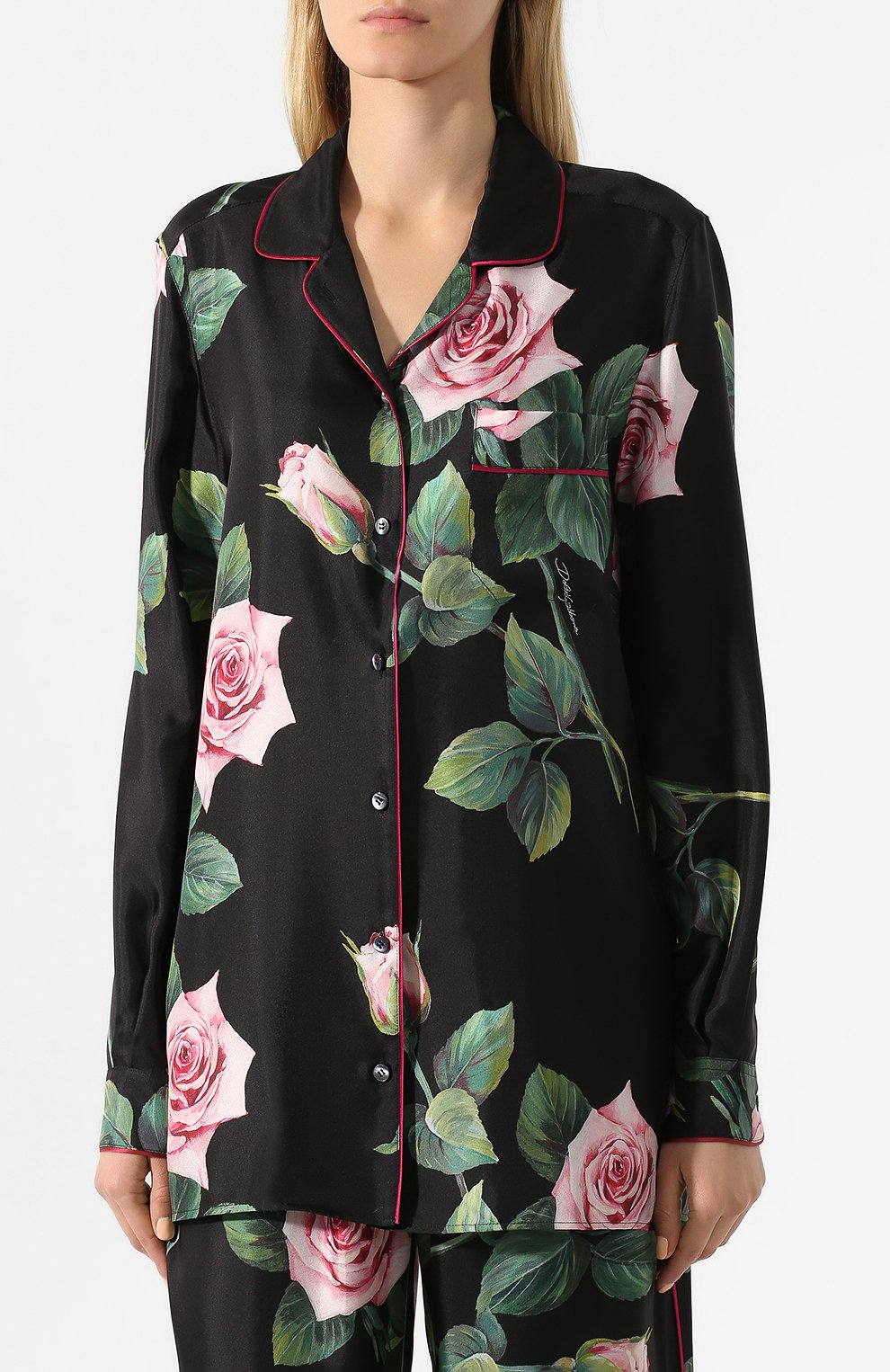 Шелковая рубашка DOLCE & GABBANA черного цвета по цене 156500 руб., арт. F5G56T/HS190, фото 3 Шелковая рубашка DOLCE & GABBANA, арт. F5G56T/HS190, фото 3