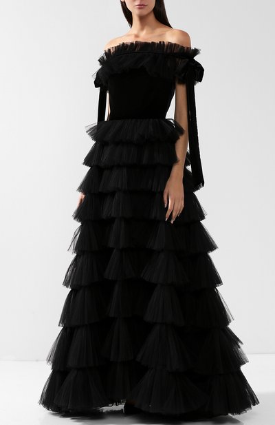 Приталенное платье-бюстье с оборками VALENTINO, арт. QB2VD7P10K8, фото 3