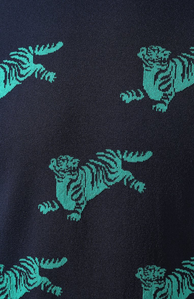 Мужской джемпер из смеси вискозы и хлопка KENZO темно-синего цвета, арт. FA55PU5033LA | Фото 5 (Материал внешний: Хлопок, Вискоза; Длина (для топов): Стандартные; Рукава: Длинные; Статус проверки: Проверена катег�ория; Принт: С принтом; Мужское Кросс-КТ: Джемперы; Вырез: Круглый; Стили: Кэжуэл)