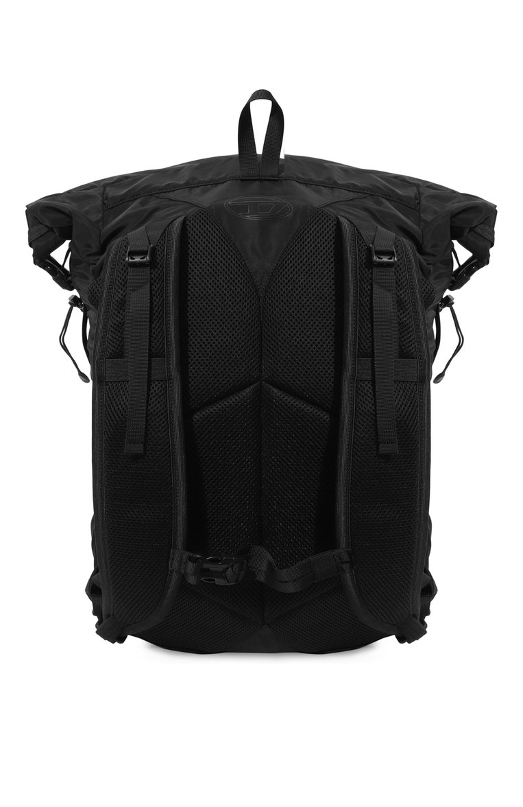 Мужской текстильный рюкзак drape backpack DIESEL черного цвета, арт. X09838/P3306 | Фото 6 (Материал сплава: Проставлено; Ремень/цепочка: На ремешке; Материал: Текстиль; Драгоценные камни: Проставлено; Стили: Кэжуэл; Размер: large)