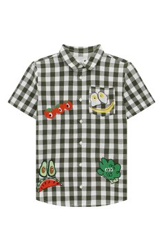 Детская хлопковая рубашка STELLA MCCARTNEY разноцветного цвета, арт. TU5P21 | Фото 1 (Рукава: Короткие; Случай: Повседневный; Материал сплава: Проставлено; Материал внешний: Хлопок; Драгоценные камни: Проставлено)