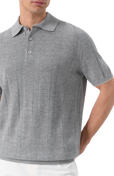 Поло изо льна и хлопка BRUNELLO CUCINELLI, арт. M2L707815, фото 5