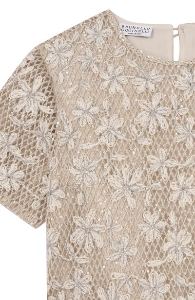 Блузка с отделкой пайетками BRUNELLO CUCINELLI бежевого цвета по цене 78400 руб., арт. BA156S016C, фото 3 Блузка с отделкой пайетками BRUNELLO CUCINELLI, арт. BA156S016C, фото 3