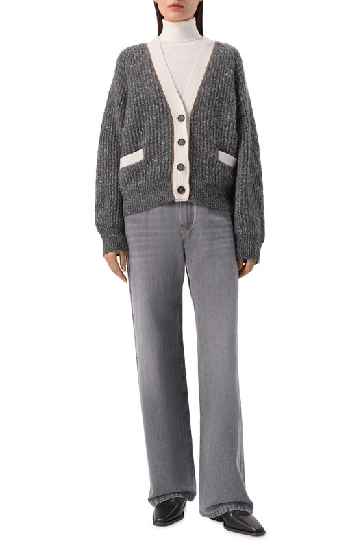 Кардиган из шерсти и кашемира Brunello Cucinelli MSJ545306 Серый  MSJ545306 Фото 2