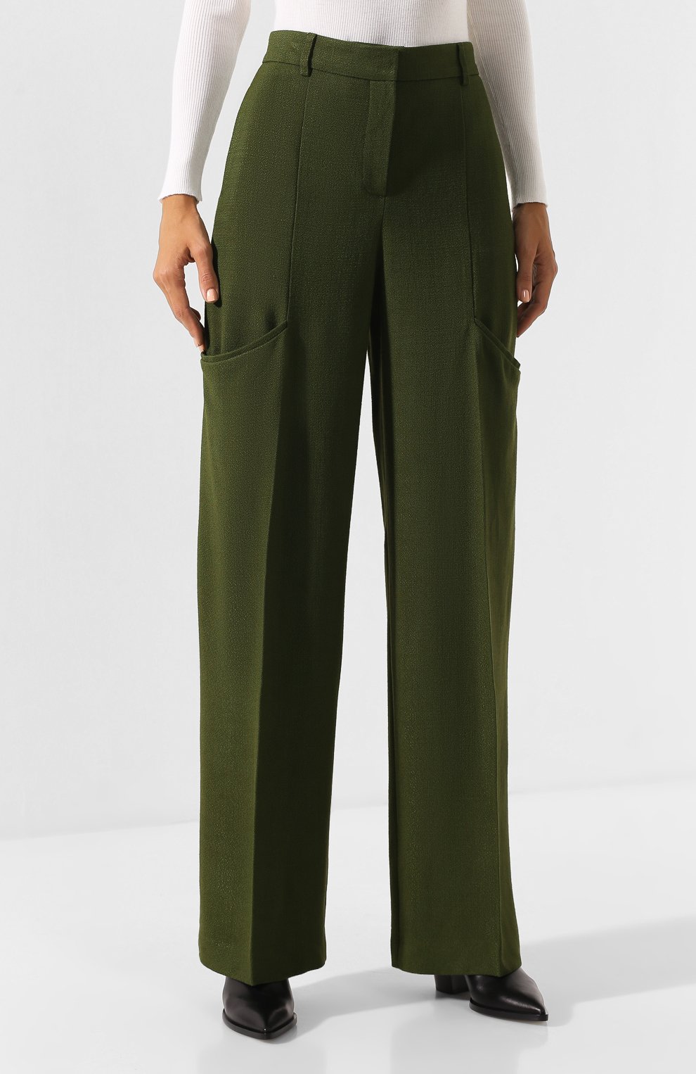 Брюки из вискозы JACQUEMUS зеленого цвета по цене 36550 руб., арт. 193PA01/26580, фото 3 Брюки из вискозы JACQUEMUS, арт. 193PA01/26580, фото 3