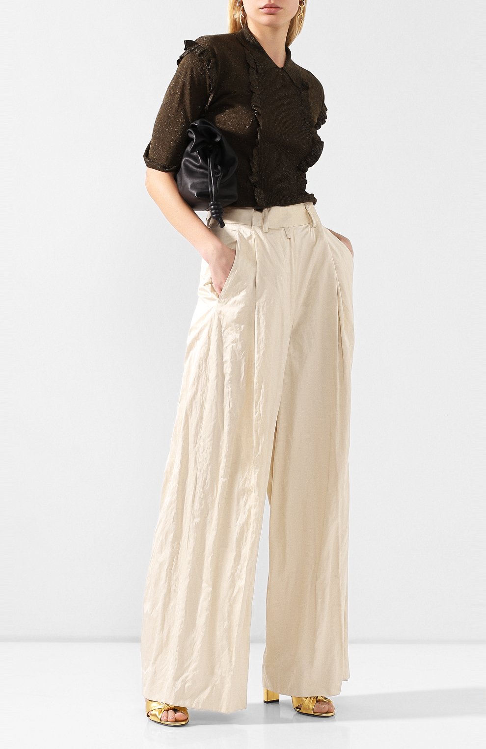 Брюки DRIES VAN NOTEN кремового цвета по цене 71950 руб., арт. 201-10946-9160, фото 2 Брюки DRIES VAN NOTEN, арт. 201-10946-9160, фото 2