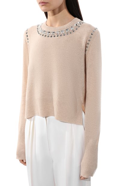 Шерстяной пуловер MIU MIU бежевого цвета по цене 135000 руб., арт. MML526-1Z4A-F0627, фото 3 Шерстяной пуловер MIU MIU, арт. MML526-1Z4A-F0627, фото 3