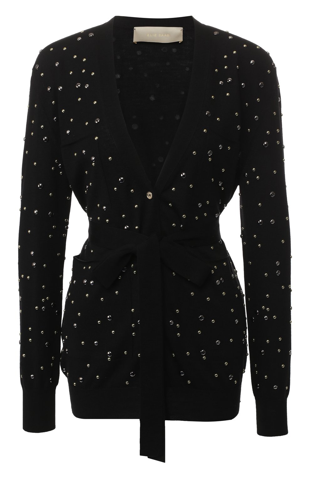 Шерстяной кардиган с декоративными пуговицами ELIE SAAB черного цвета по цене 152500 руб., арт. 9960, фото 1 Шерстяной кардиган с декоративными пуговицами ELIE SAAB, арт. 9960, фото 1