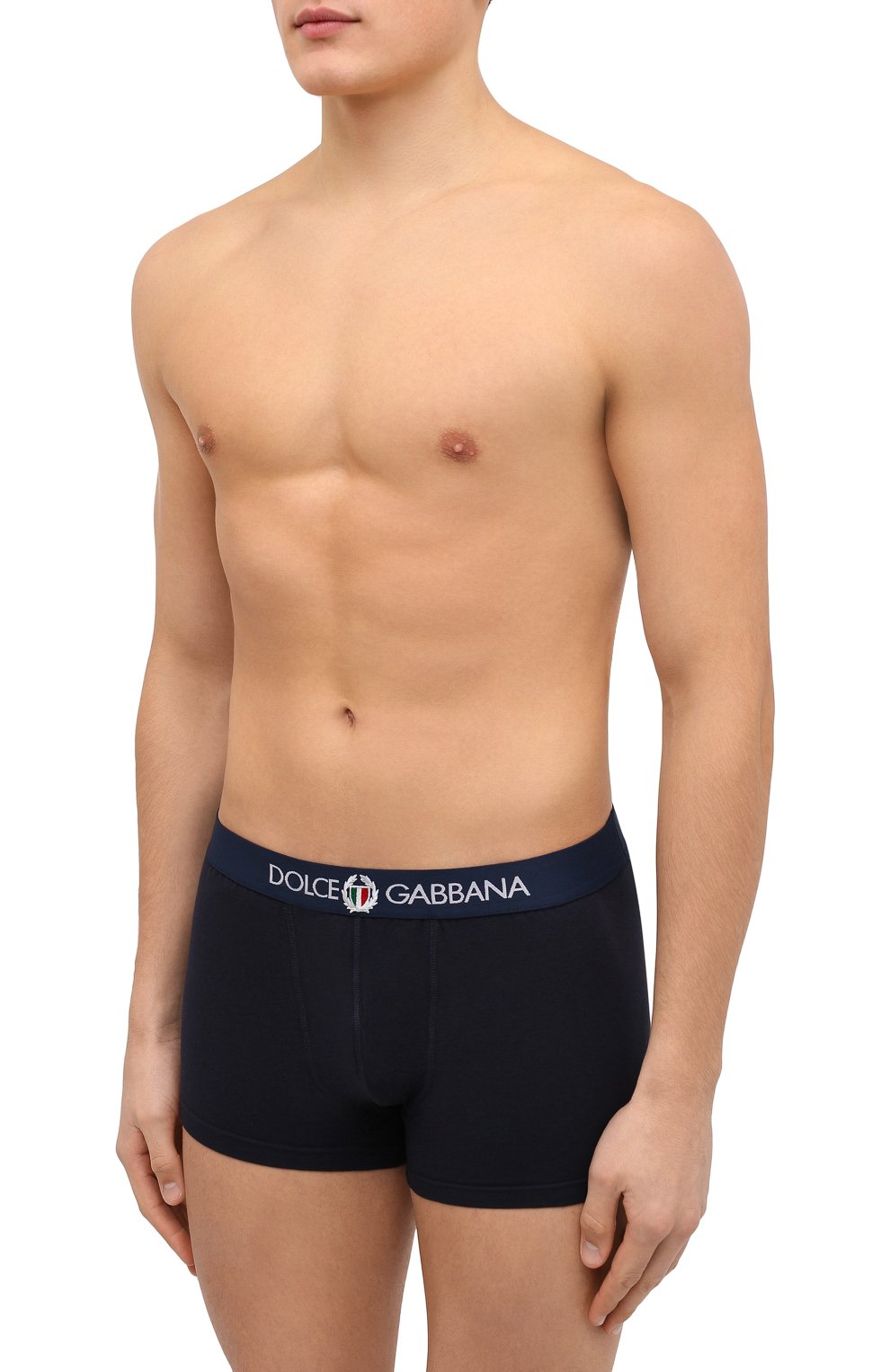 Хлопковые боксеры DOLCE & GABBANA темно-синего цвета по цене 11600 руб., арт. M4C03J/FUECG, фото 2 Хлопковые боксеры DOLCE & GABBANA, арт. M4C03J/FUECG, фото 2