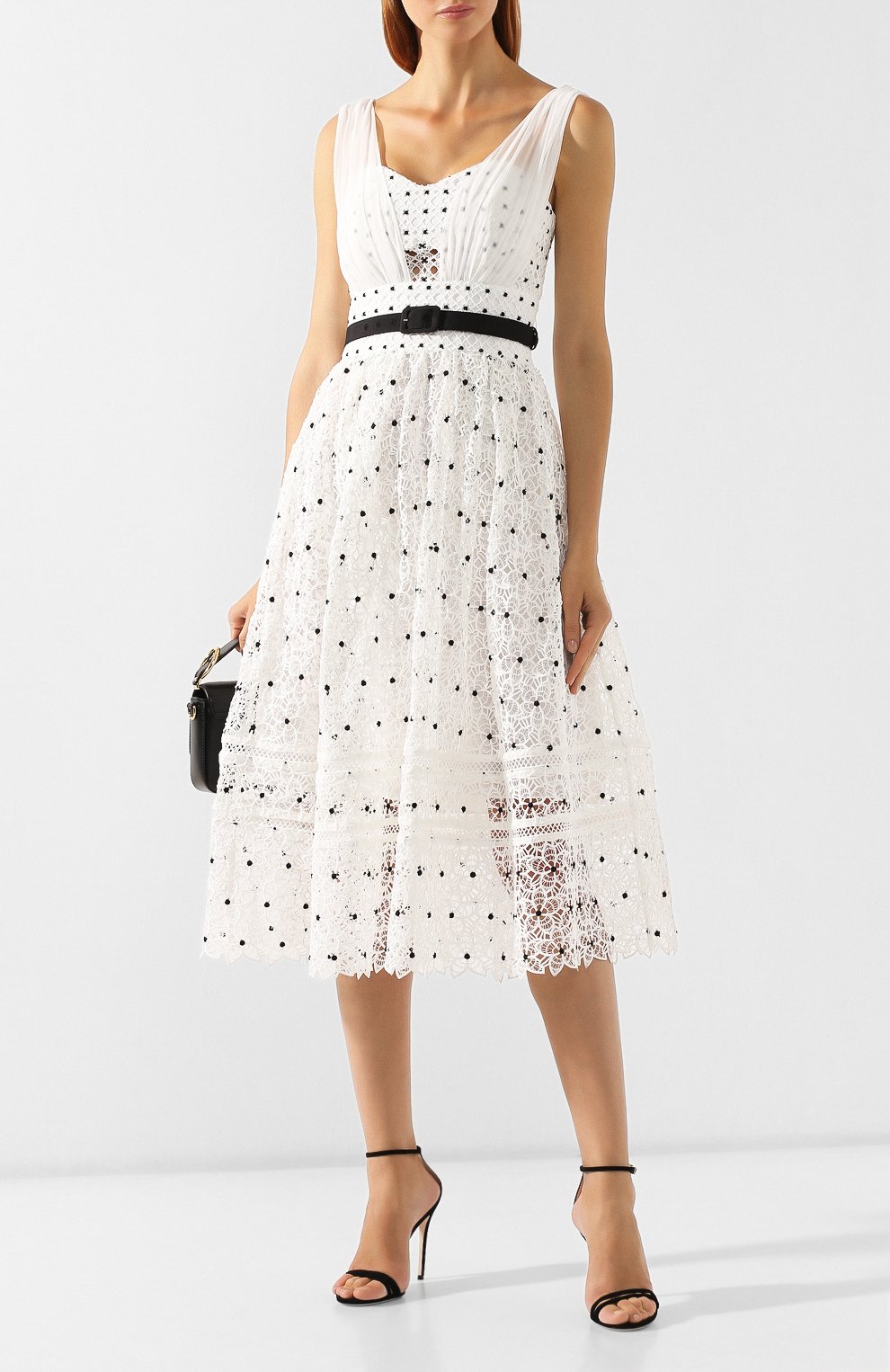 Платье-миди SELF-PORTRAIT белого цвета по цене 39150 руб., арт. SP22-024, фото 2 Платье-миди SELF-PORTRAIT, арт. SP22-024, фото 2