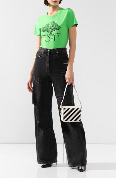 Хлопковая футболка OFF-WHITE зеленого цвета по цене 21650 руб., арт. 0WAA049F19B070684010, фото 2 Хлопковая футболка OFF-WHITE, арт. 0WAA049F19B070684010, фото 2
