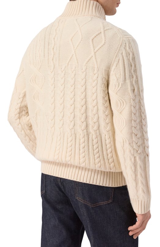 Кашемировый свитер Kiton UMM071702 Кремовый  UMM071702 Фото 4