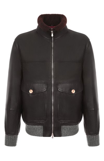 Мужской кожаный бомбер с меховым воротником BRUNELLO CUCINELLI, арт. MPAMA2052