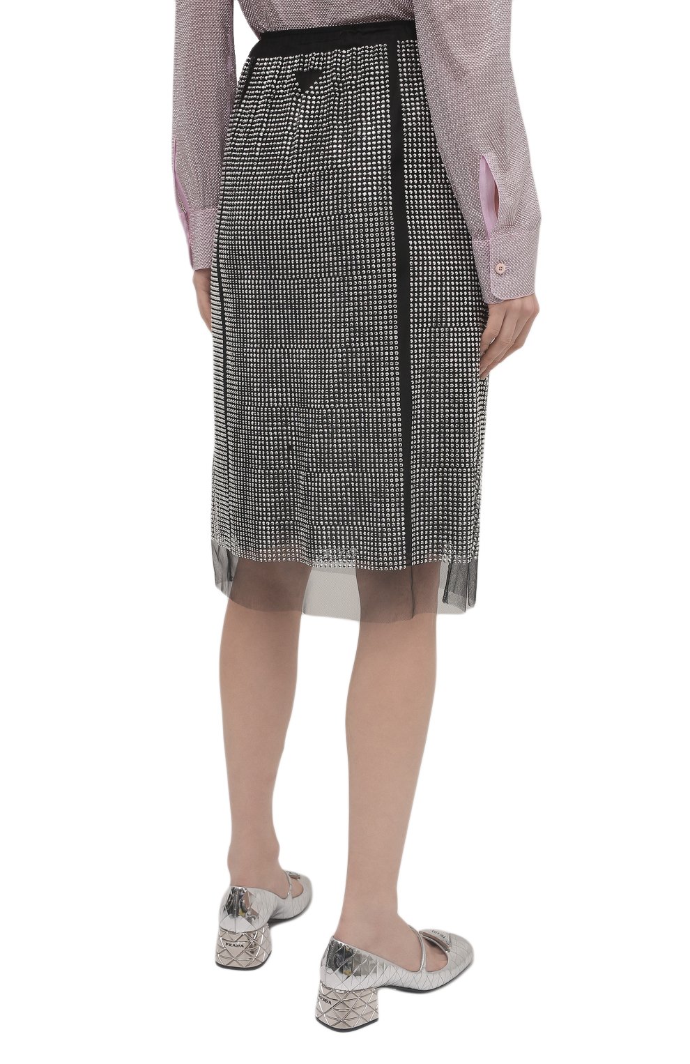 Юбка с отделкой стразами PRADA, арт. P140TR-1Z4U-F0118-221, фото 4
