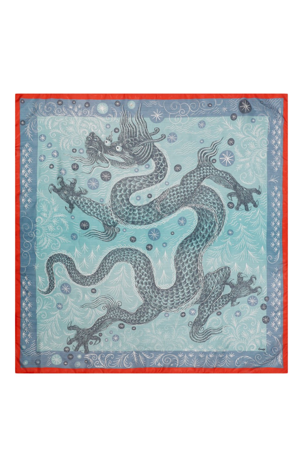 Шелковый платок дракон GOURJI, арт. T27DRBL7R/1, фото 5