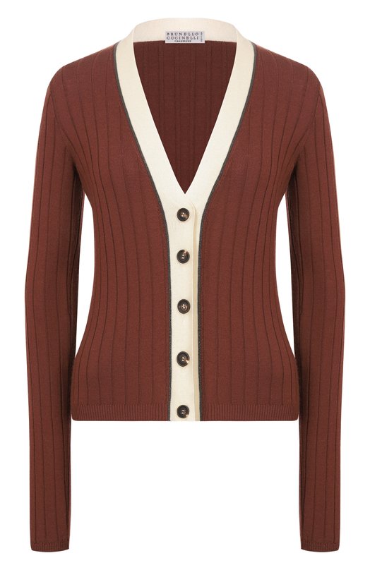 Кардиган из шерсти и кашемира  Brunello Cucinelli M14817206 Коричневый M14817206