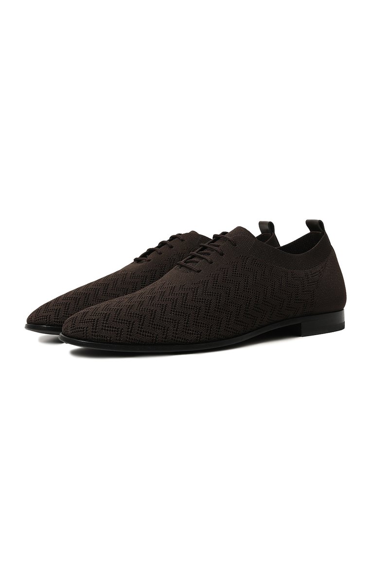 Мужские текстильные оксфорды GIORGIO ARMANI коричневого цвета, арт. X2C710/XR089 | Фото 1 (Материал внешний: Текстиль; Нос: Не проставлено; Материал внутренний: Текстиль; Стили: Классический)