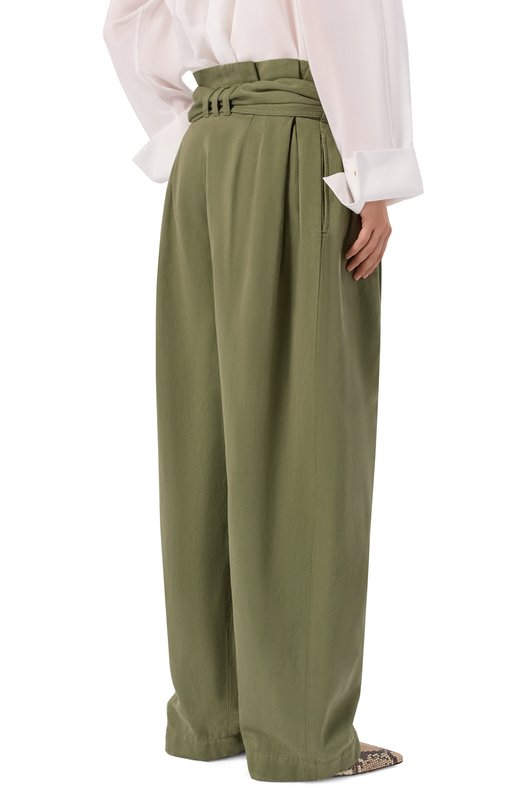 Брюки из хлопка и льна Balmain GF0PQ285/CG64 Хаки  GF0PQ285/CG64 Фото 4