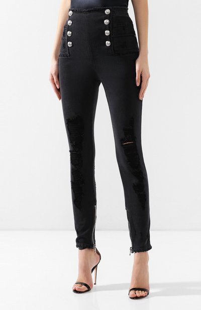 Джинсы с потертостями BALMAIN черного цвета по цене 106500 руб., арт. RF15306/D027, фото 3 Джинсы с потертостями BALMAIN, арт. RF15306/D027, фото 3
