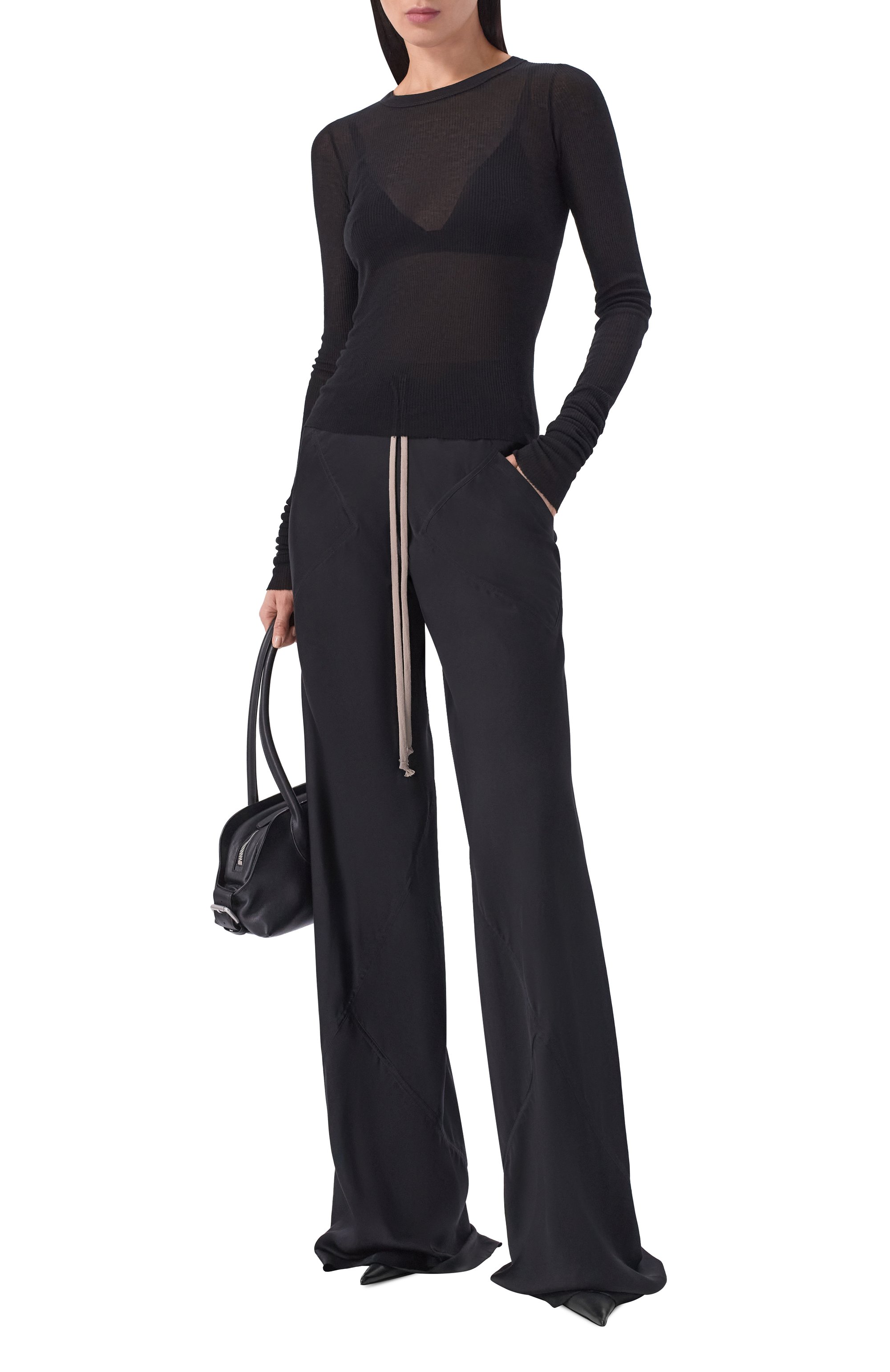 Брюки RICK OWENS черного цвета по цене 75300 руб., арт. RP02F5304/SCH, фото 2 Брюки RICK OWENS, арт. RP02F5304/SCH, фото 2