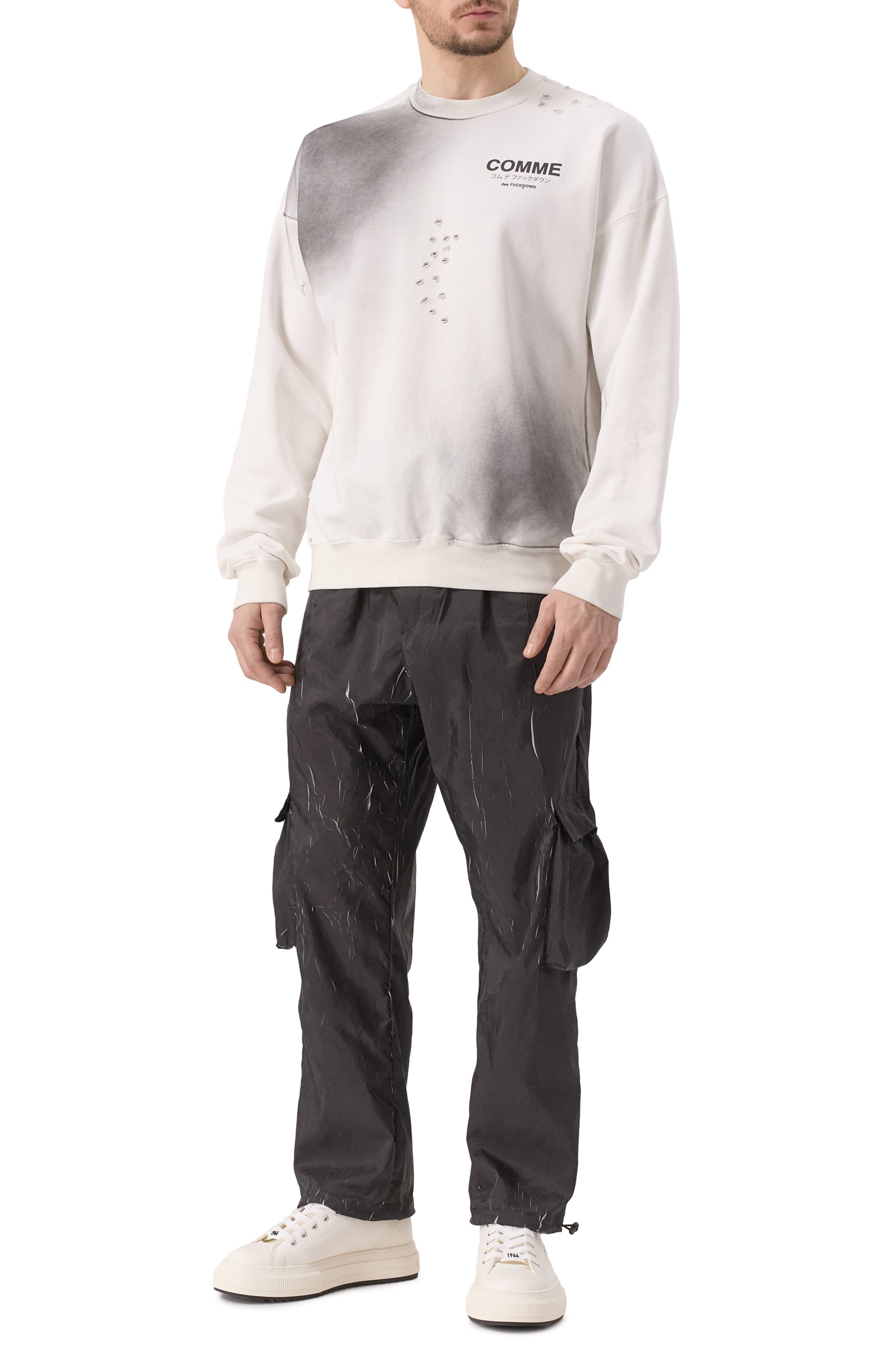 Хлопковый свитшот COMME DES FUCKDOWN белого цвета по цене 17850 руб., арт. CFABM01531, фото 2 Хлопковый свитшот COMME DES FUCKDOWN, арт. CFABM01531, фото 2