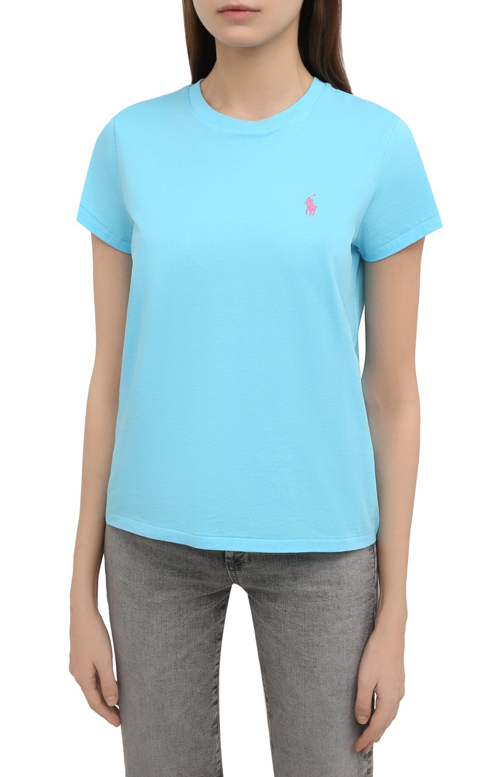 Хлопковая футболка POLO RALPH LAUREN голубого цвета по цене 8995 руб., арт. 211847073, фото 3 Хлопковая футболка POLO RALPH LAUREN, арт. 211847073, фото 3