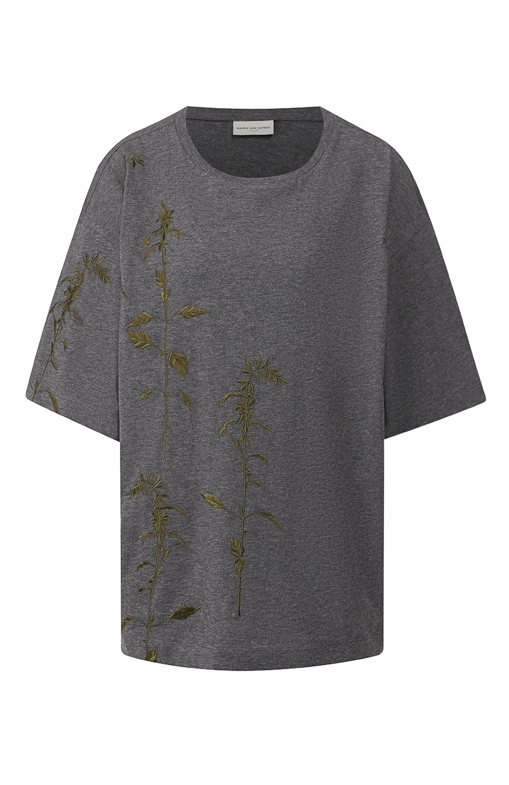 Хлопковая футболка DRIES VAN NOTEN серого цвета по цене 22900 руб., арт. 192-11179-8611, фото 1 Хлопковая футболка DRIES VAN NOTEN, арт. 192-11179-8611, фото 1