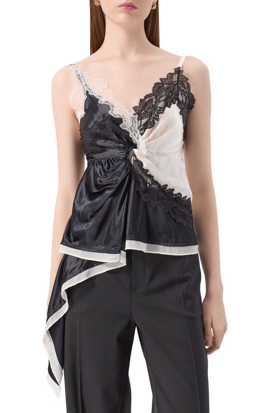 Атласный топ 3.1 Phillip Lim S251-21672SHI Чёрно-белый  S251-21672SHI Фото 3