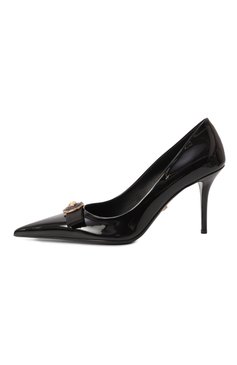 Женские лакированные туфли gianni ribbon 85 VERSACE черного цвета, арт. 1013083/1A08983 | Фото 4 (Драгоценные камни: Проставлено; Материал внешний: Натуральная кожа; Каблук высота: Высокий; Материал сплава: Проставлено; Материал внутренний: Натуральная кожа; Подошва: Плоская; Каблук тип: Шпилька)