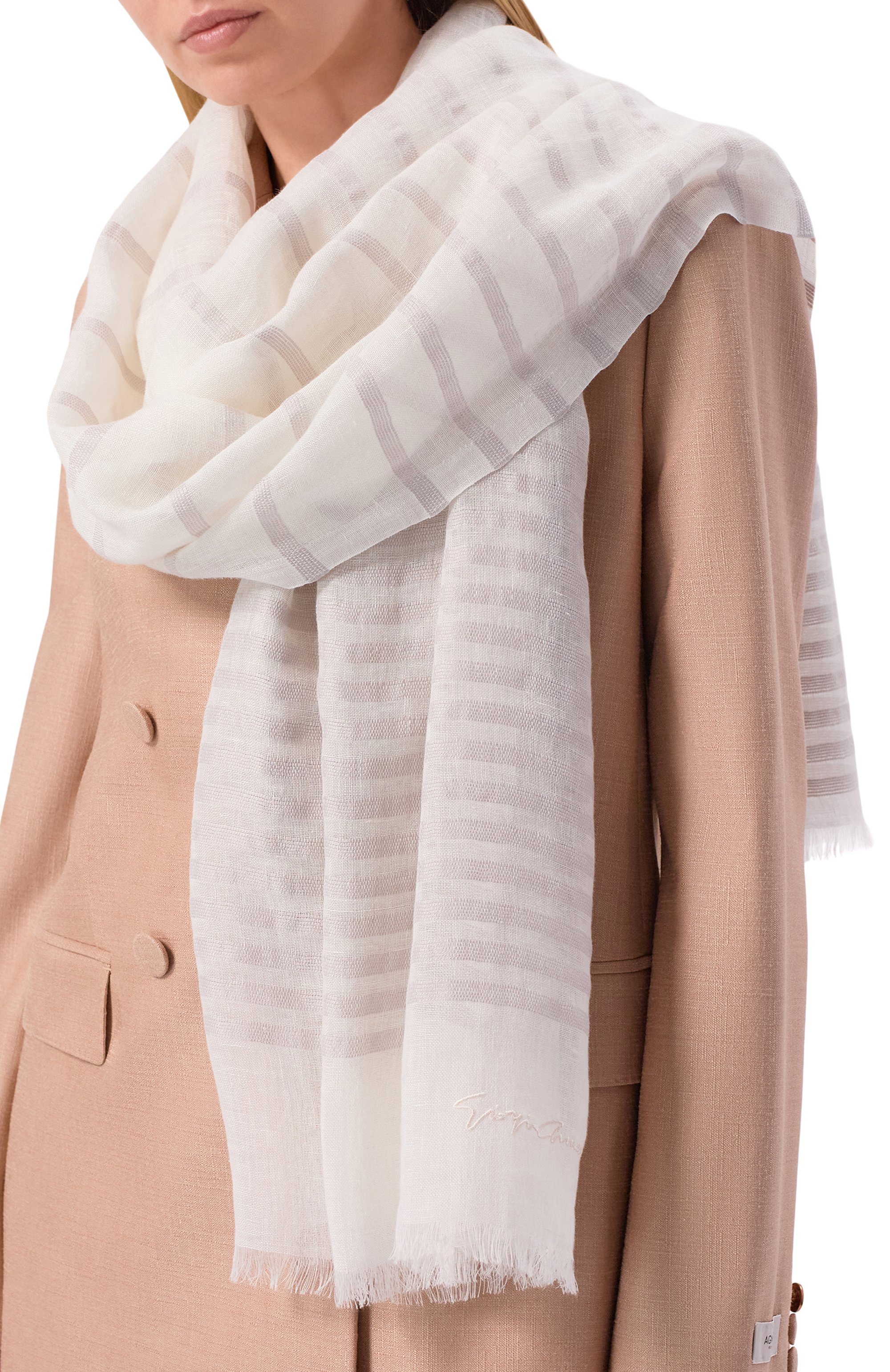 Палантин изо льна и хлопка GIORGIO ARMANI, арт. GW003284/AF25077, фото 2