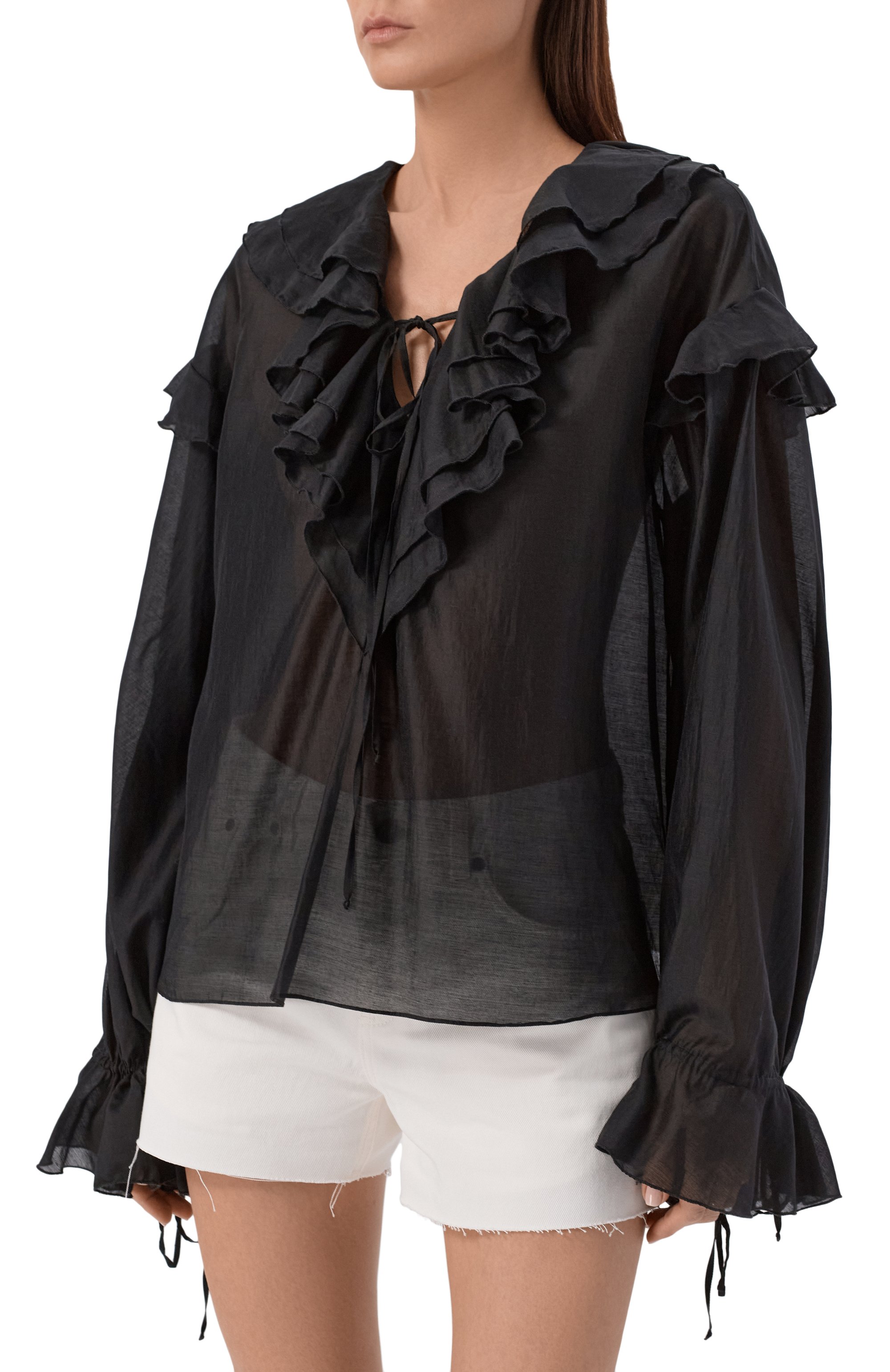 Блузка FLASHIN черного цвета по цене 32000 руб., арт. FS26BB, фото 3 Блузка FLASHIN, арт. FS26BB, фото 3